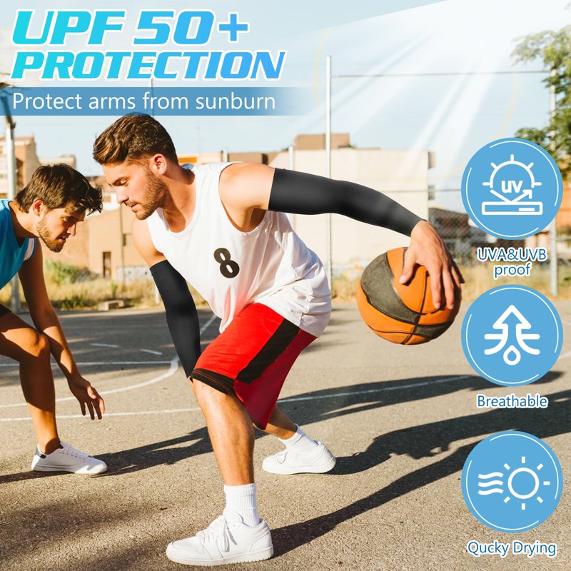 Sun Protection Arm Sleeves for Men Women - Cooling, UV Block, Compression