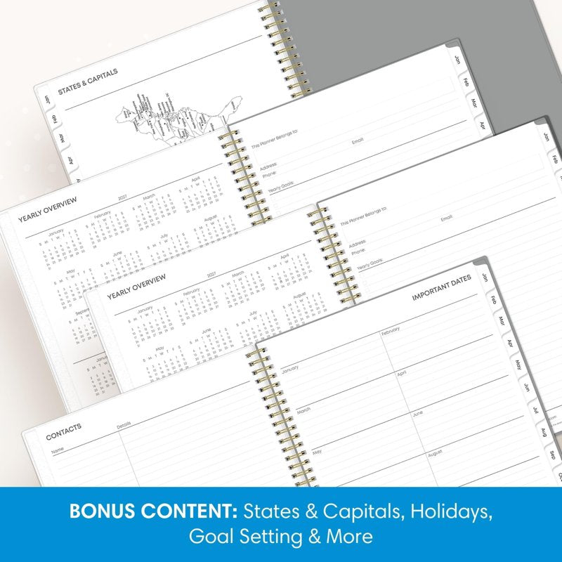 2027 Weekly & Monthly Planner Calendar - All Patterns, 8.5 x 11, Durable Wire Binding