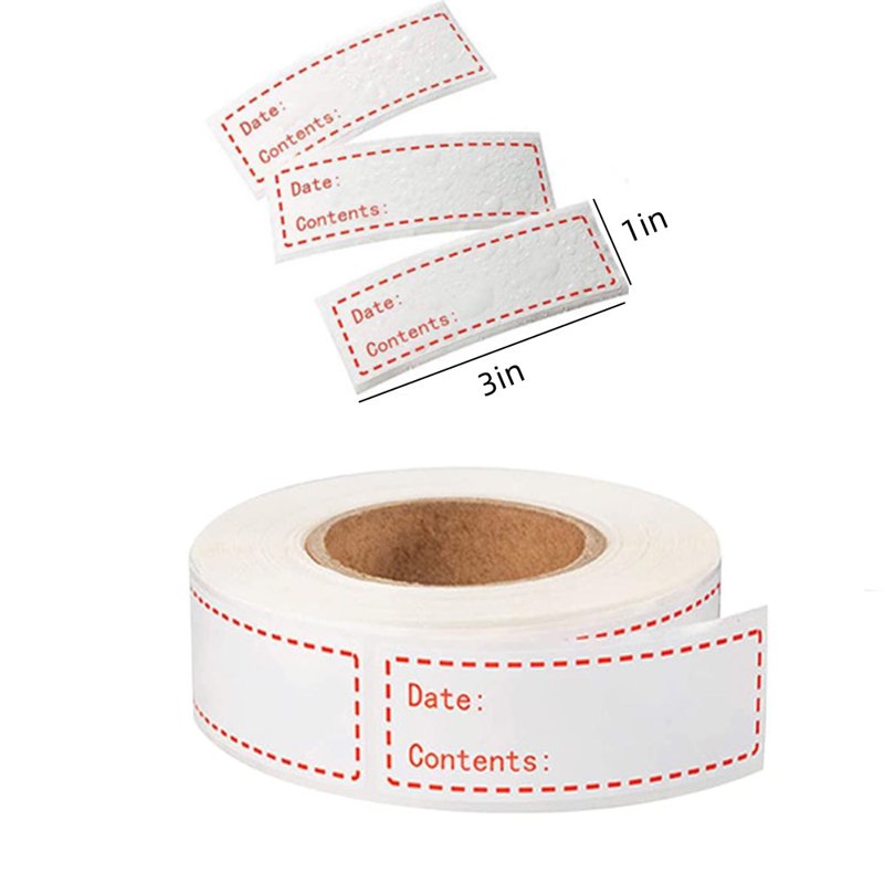 Food Freezer Labels Waterproof Oil-Resistant Removable Roll - 150 Pieces 1x3 Inch