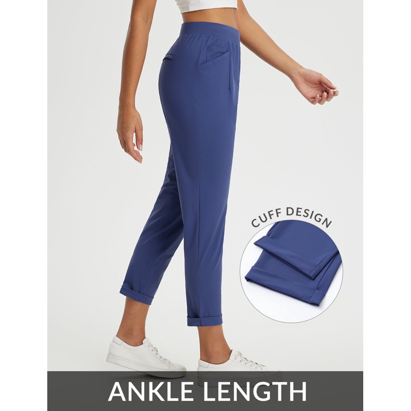 Navy Blue Ankle Length Work Pants for Women - Baleaf Petite Dressy Casual Golf Stretch