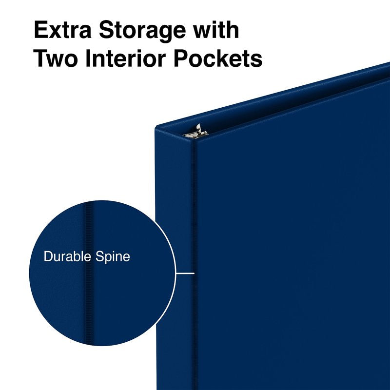 Staples 1-Inch Round Non-View Binder Navy - Holds 175 Sheets, 3 Rings