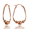 Sterling Silver Beaded Hoop Earrings with Rose Gold Flash - 30mm