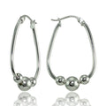 Sterling Silver Beaded Hoop Earrings - Polished, 30mm Size, Gift-Ready Jewelry