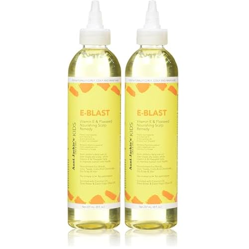 Aunt Jackie's Kids E-Blast Daily Oil for Dry Scalp, Vitamin E and Flaxseed Nourishing Scalp Remedy for Naturally Curly, Coily and Wavy Hair, 8 oz (Pack of 2)
