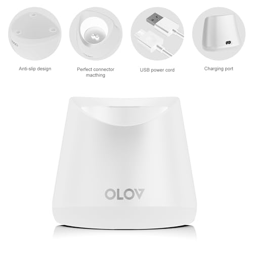 Replacement Charging Base for OLOV Groin Hair Trimmer, USB Recharge Dock & Charging Stand Compatible for OLOV Trimmer, Charging Dock with USB Power Cord, White