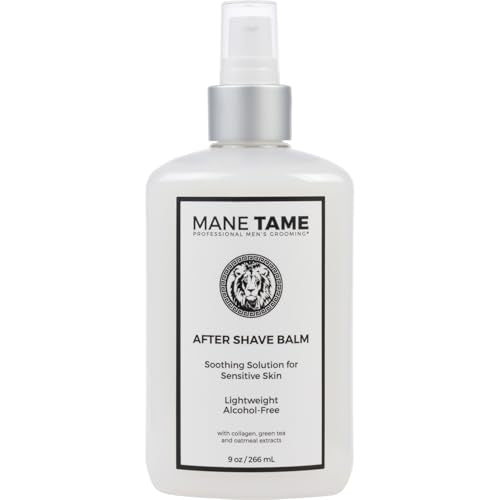 MANE TAME Profession Men¡¯s Grooming After Shave Balm ? Post Shave Balm with Collagen, Green Tea, & Oatmeal Extract - Hydration & Protection from Shaving Irritation & Dryness, 9 oz.