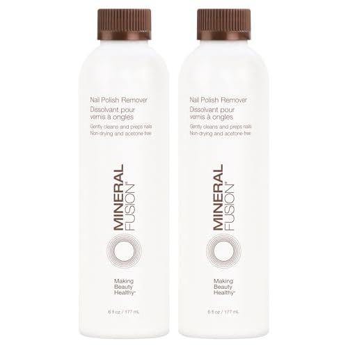 Mineral Fusion Nail Polish Remover - Acetone-Free Nail Care with Natural Solvents - Non Drying Liquid Formula - 6 fl oz, Pack of 2
