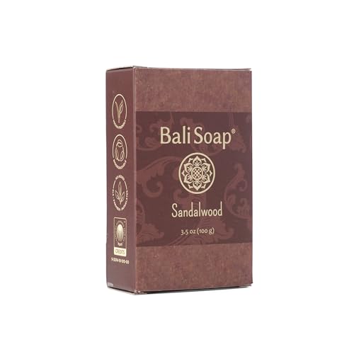 Bali Soap - Sandalwood Natural Soap - Bar Soap for Men & Women - Body and Face Soap - Vegan, Handmade, Exfoliating Soap - 3 Pack, 3.5 Oz each