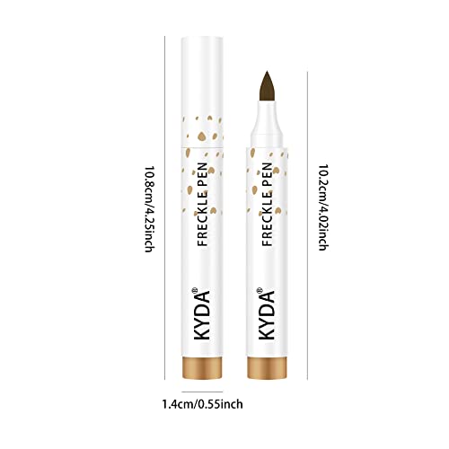 KYDA 2 Colors Freckle Pen,Natural Lifelike Freckle Makeup, Waterproof Longlasting Soft Dot Sopt Pen, Sunkissed Makeup-Dark Brown&Light Brown