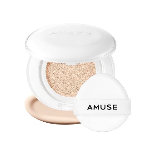 Amuse SEOUL Ceramic Skin Perfector Cushion Foundation (1.5 NATURAL) | Long-lasting, Lightweight, Semi-matte, Flawless Coverage, Hypoallergenic, Vegan, Korean Beauty (15g / 0.52oz.)