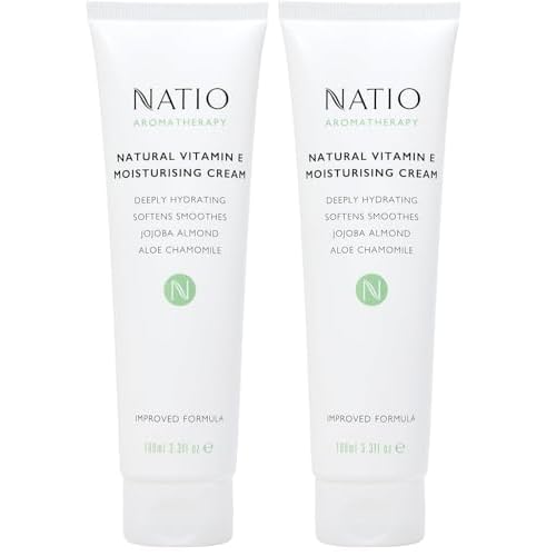 Natio Australia Aromatherapy Natural Vitamin E Moisturizing Cream, 3.4 oz - Non-Greasy Aloe Vera Face Moisturizer - Deeply Hydrating Face Cream (Pack of 2)