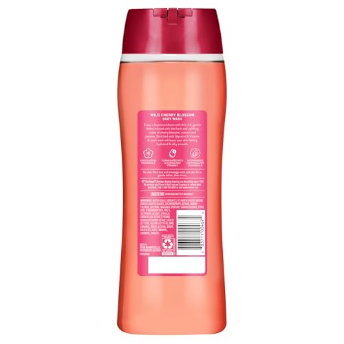 Suave Moisturizing Body Wash, with Wild Cherry Blossom and Vitamin E Extract, No Parabens, No Phtahaltes, 18 Oz Pack of 6