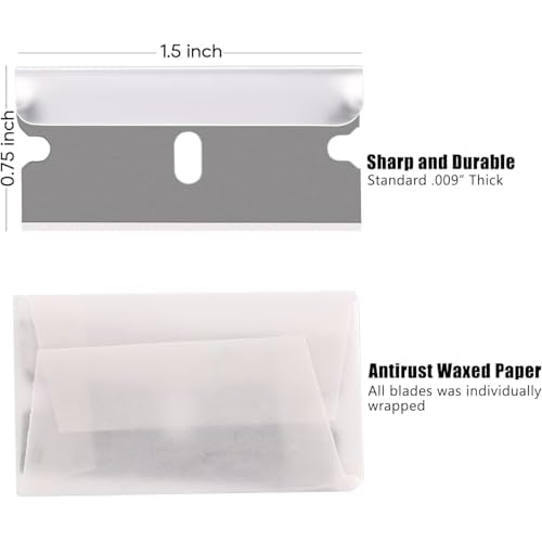 REXBETI 1000PCS Single Edge Razor Blades, Industrial Razor Blades, Box Cutter Replacement Blades, Glass Scraper Razor Blades