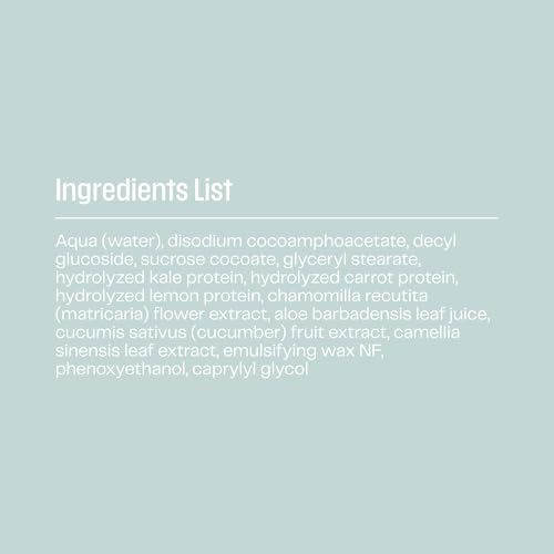 SurFACE Face Wash with Kale, Carrot and Lemon Proteins, Green Tea, Chamomile, Aloe and Cucumber ? Gentle Daily Antioxidant Cleanser for Hydrated, Balanced Skin ? Kale Yeah! - 6 oz