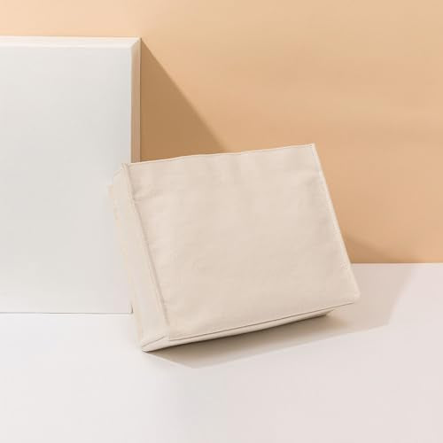 Pure color canvas cosmetic bag ins wind liner travel simple and portable multifunctional storage bag