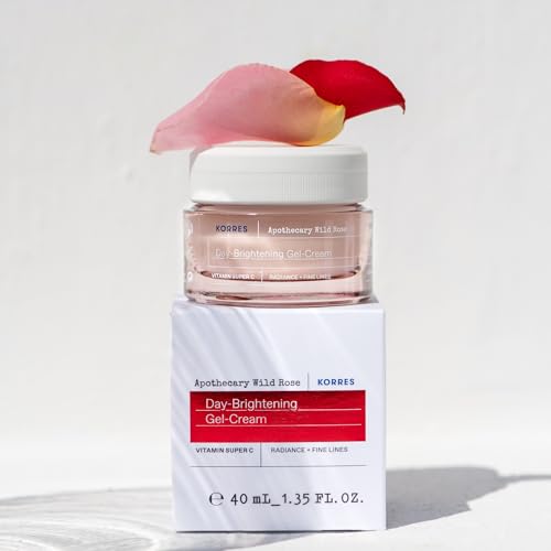 KORRES Apothecary Wild Rose Gel Cream Moisturizer, Lightweight Gel Cream with Stabilized C & Wild Rose Oil, Radiant Complexion for Normal & Combination Skin, Hydrating Vegan Formula, 1.35 Fl Oz