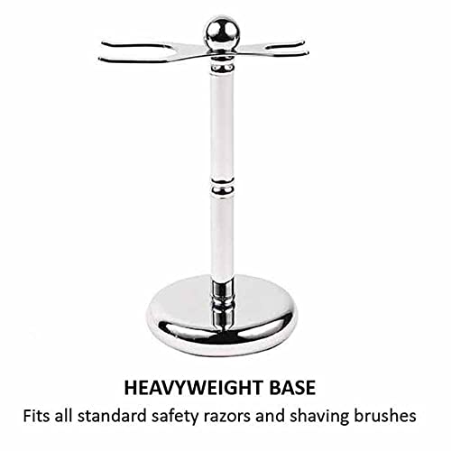 Parker Deluxe Chrome Safety Razor & Shaving Brush Stand ? Weighted Chrome-Plated Display Stand for Safety Razors & Brushes (Handles up to 25?mm Knot Size)