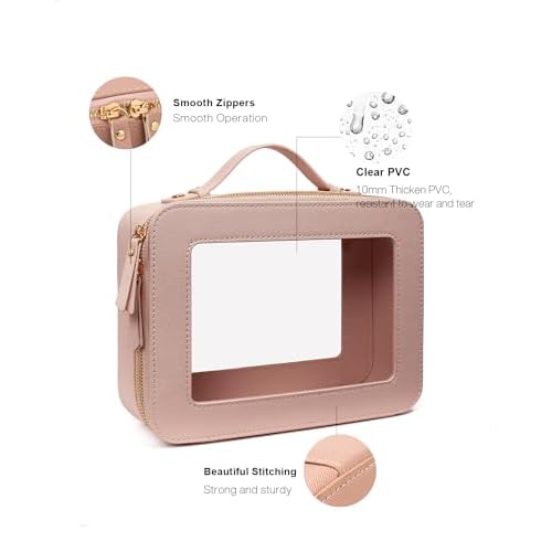 Clear Makeup Bag Small, TSA Approved Portable Toiletry Bag with Zipper Cosmetic Travel Bag Makeup Organizer Case Mini Makeup Pouch for Purse Car Organizer Bag for Women Men