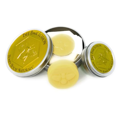Honey House Naturals Bee Bar Duo ? Vanilla - Small .6 Ounce and Large 2 Ounce? All Natural Ultra Moisturizing Lotion Bar Infused with Essential Oils and Butters ? Made in USA