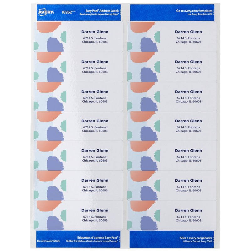 Avery Address Labels 1-1/3" x 4" Matte White Laser Inkjet 140 Labels 5 Pack
