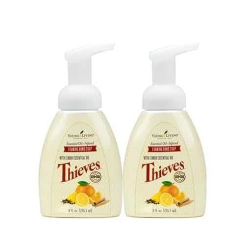 Young Living Thieves Foaming Hand Soap 8 fl oz, Pack of 2 - Essential Oils - Gentle Cleansing, Refreshing Aroma, Powerful Moisturizers for Dry Skin, Hygienic Hands, Anti-bacteria