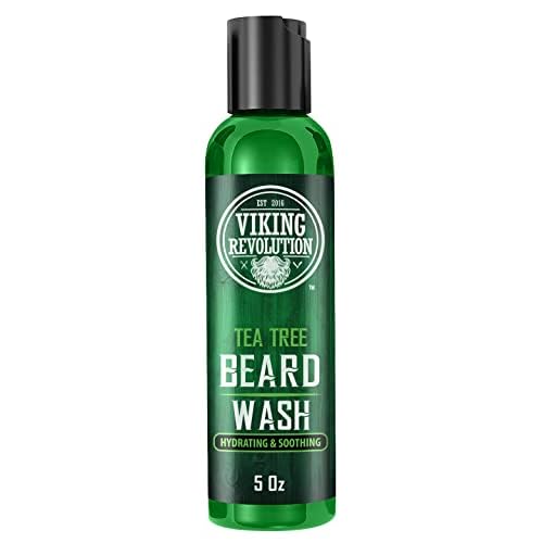 Viking Revolution Tea Tree Beard Wash and Conditioner Set for Men - Natural Beard Softener with Argan Oil, Vitamin E and Ginseng (5 Oz)