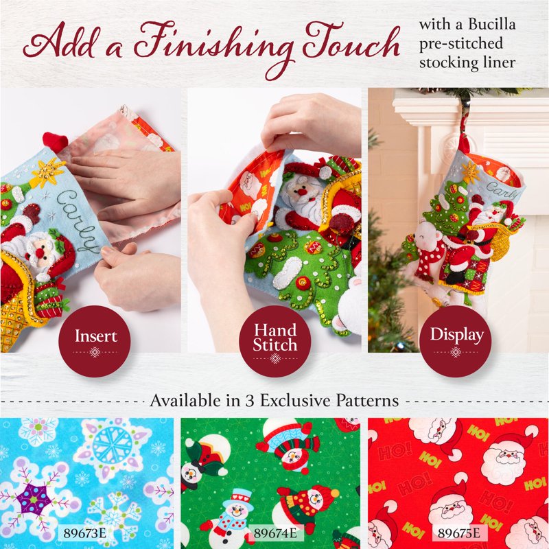 Christmas Felt Stocking Embroidery Kit with Snowman Design, 18 Inches