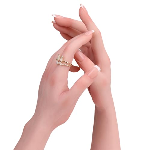 Silicone Realistic Female Hand Acrylic Nails Pratice Training For Nail Art Showing Jewelry Life Size Female Model Flexible Bendable (Right Hand-Without Skeleton, Ivory)