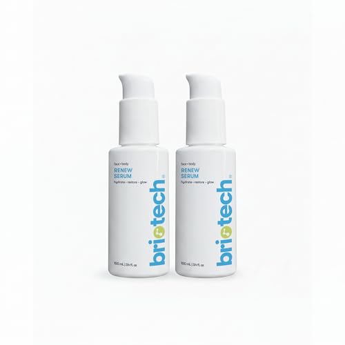 BRIOTECH Renew Serum, Hypochlorous Acid Mineral Gel, Soften Fine Line Appearance, Smooth Skin for Face, Neck, Chest, Spot Corrector, Soothe Redness, Vegan, 3.4 fl oz (2 Pack)