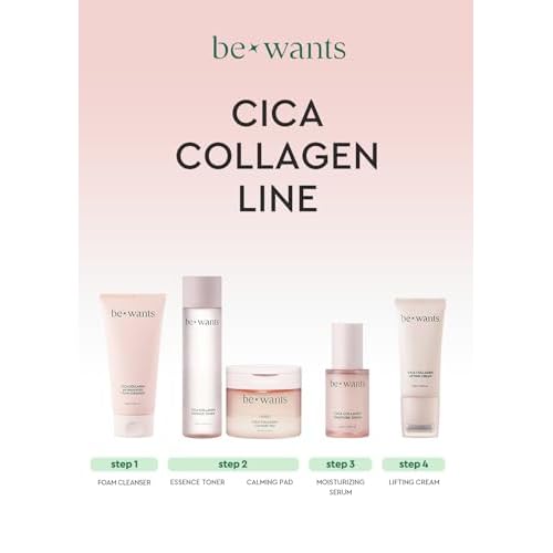 bewants Face Cleansing Pads, Cica Collagen for Soothing & Moisturizing Skin ? Travel Kit with Centella Asiatica & Triple Hyaluronic Acid, 50 Pads