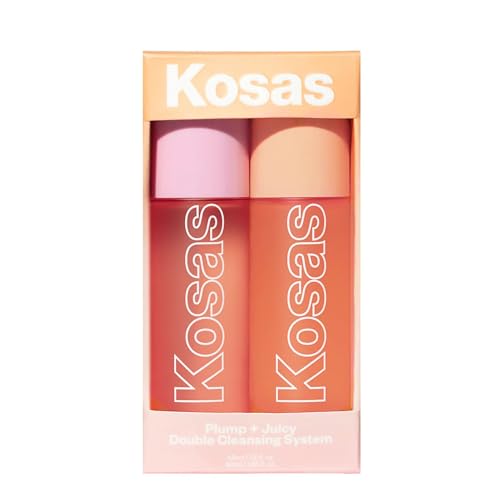 Kosas Mini Plump + Juicy Double Cleansing System ? Botanical Oil Cleanser + Gel Cleanser Set, Soap & Sulfate Free, Hydrating Makeup Remover for All Skin Types?