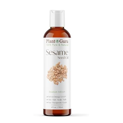 Sesame Seed Oil 4 fl. oz. ? Cold Pressed, 100% Pure & Natural Carrier for Skin, Face, Body, Hair, and Cooking. Great for DIY Creams, Lotions, and Lip Balms.