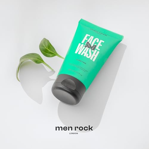 Men Rock Face Wash Purifying - Hydrating Facial Cleanser for Men with Tea Tree Oil - Moisturizing Face Cleanser - Mens Skincare Products - 5.1 oz