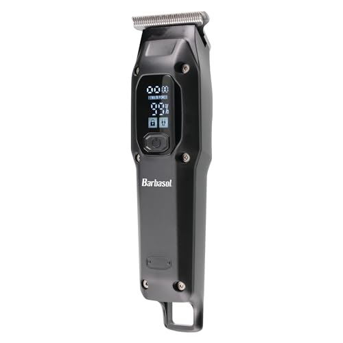 Barbasol T-Blade Trimmer, Rechargeable Hair and Beard Trimmer for Men, Dual Speed Hair Trimmer with 6 Clipper Guide Combs, LED Display, Clipper Oil, Brush, & Travel Bag