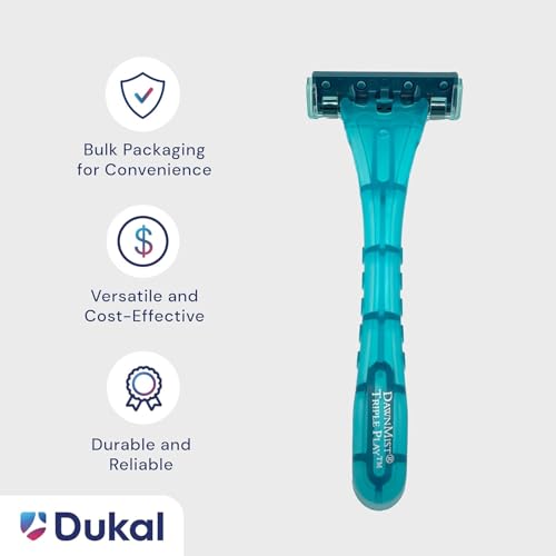DawnMist Triple Play Razors ? Triple Blade with Lubricating Strip, Single Edge, Teal, 2 Pack (20 Count)