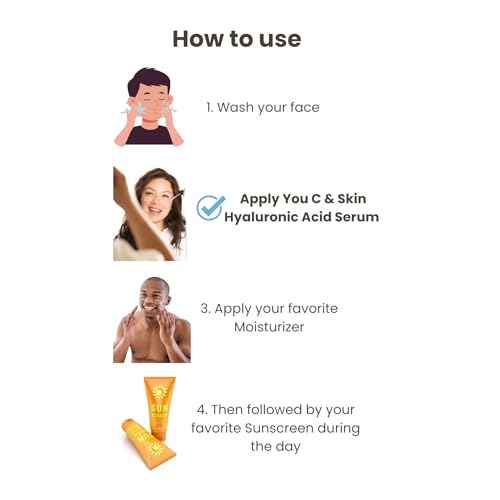 You C & Skin Hyaluronic Acid Serum 1.7 fl oz ? Hydrating Face & Neck Serum for Men & Women ? Moisturizes and Strengthens Skin Barrier ? Lightweight, Non-Greasy Facial Serum with geniune Snail Mucin