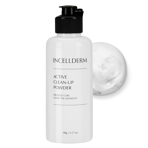 INCELLDERM Active Clean-Up Powder 90g (3.17oz) | Water-Activated Facial Cleanser with Papain Enzymes | Gentle Exfoliation and Skin Barrier Support | Plant-Based Formula