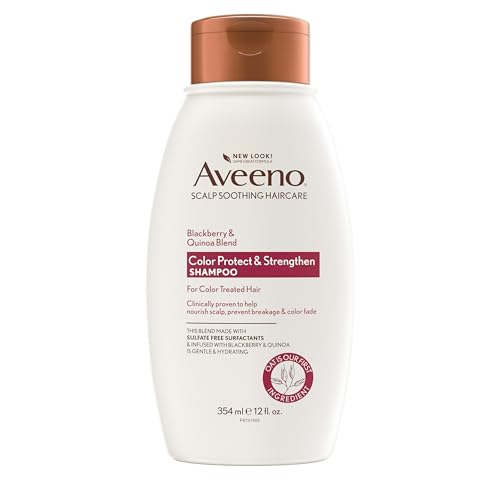OGX Aveeno Color Protect Strengthen+ Blackberry Quinoa Shampoo, Fresh, 12 Fl Oz