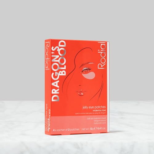 Rodial Dragon¡¯s Blood Jelly Eye Patches (4 Sachets), Hydrating Under-Eye Patches for Firmness & Elasticity, with Hyaluronic Acid & Dragon¡¯s Blood, Makeup Prep