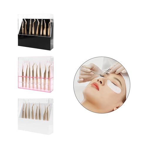Tweezers Storage Box 8 Holes Holder Lash Tweezers Storage for Eyelash Extensions Eyelash Professional(Black,Only the Box)