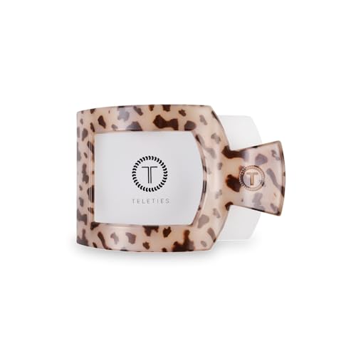 TELETIES - Medium Flat Square Clip - For Lying Down, Yoga, Driving & More - Strong Grip, Bendable Teeth, Comfortable Curved Design - Ideal for Medium Hair - Core Collection - Blonde Tortoise