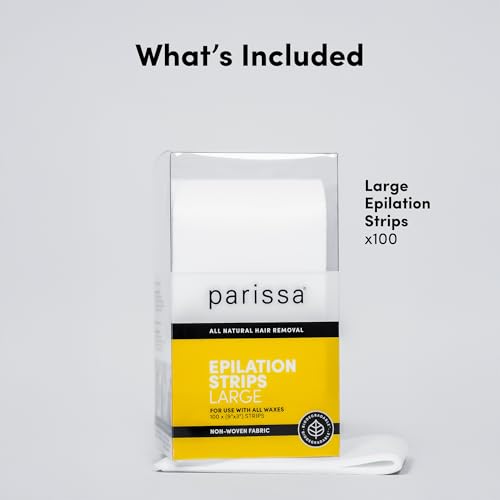 Parissa Epilation Strips (Large) | Non-Woven Waxing Strips, Soft & Durable for All-Over Hair Removal, 100% Biodegradable & Reusable with Wax, Professional-Quality for At-Home Waxing | 100 count