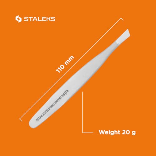 STALEKS PRO Expert 20 Type 3 Professional Eyebrow Tweezers ? Wide Beveled Stainless Steel for Thick Brows & Soft Stroke Hair Removal