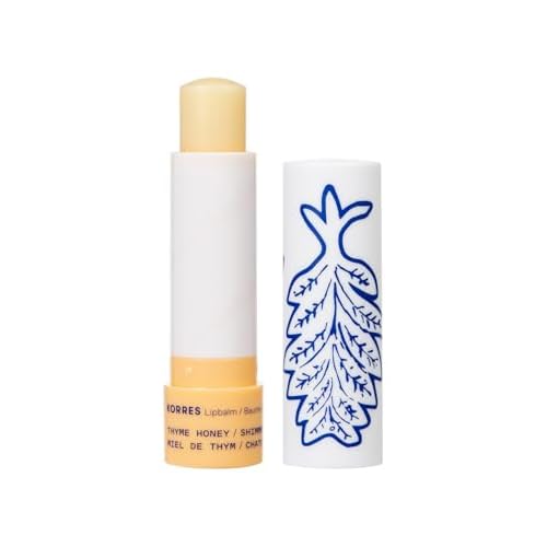 KORRES Lip Butter Stick Thyme Honey Shimmer, Hydrating Lip Balm with Greek Hypericum Balsam Oil, Moisturizing & Subtle Tint for Soft Lips, Lip Care for Women & Men, 0.17 oz