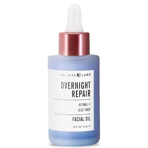 VALJEAN LABS Overnight Repair Facial Oil | Retinol and Blue Tansy | Helps to Even Skintone, Calm and Soothe Redness | Cruelty Free, Vegan, Made in USA (1.83 oz)