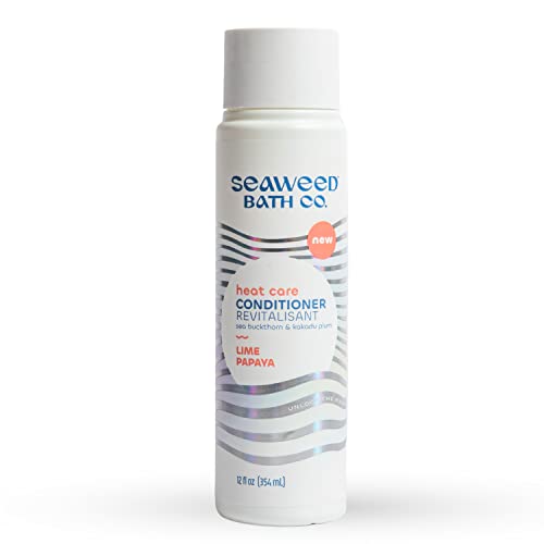 Seaweed Bath Co. Heat Care Conditioner, Lime Papaya Scent, 12 Ounce, Sustainably Harvested Seaweed, Sea Buckthorn, Kakadu Plum, For Heat Damaged Hair