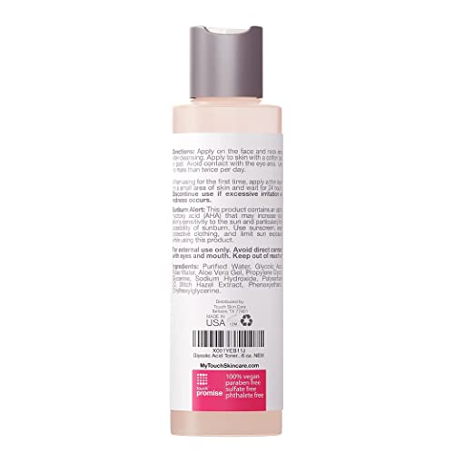 7% Glycolic Acid Toner with Rose Water, Witch Hazel, and Aloe Vera Gel ? Alcohol & Oil Free Exfoliating AHA Face Toner ? Improves Wrinkles, Dullness, Pores, Skin Tone & Texture, 6 oz.