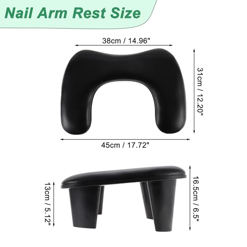 VOCOSTE Arm Rest for Nails Tech, U Shaped Nail Arm Rest, Manicure Hand Rest with Detachable Brackets, Hand Rest for Nails Tech with Non-slip Pads, Nail Hand Rest, Black