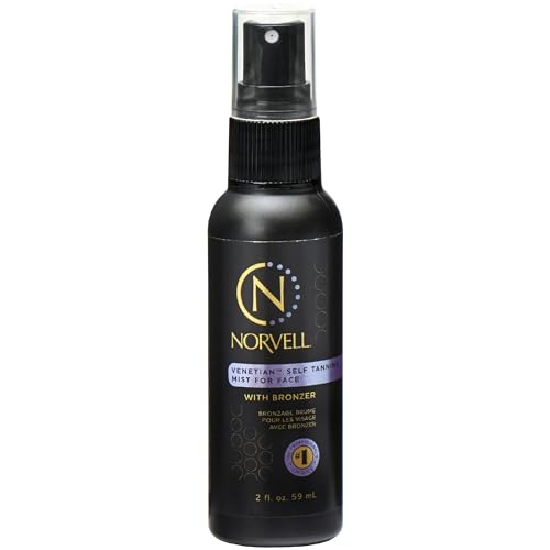 Norvell Venetian Sunless Self Tanner Mist for Face 2 fl oz ? Non Comedogenic Facial Bronzing Self Tanning Spray for Natural Fake Tan Sun Kissed Glow, Streak Free, Long Lasting Color
