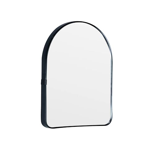 Funly mee Arched Wall Mirror, Wall-Mounted Plastic Mirror, for Bathroom and Vanity (Black, 11.8 x 15.8)